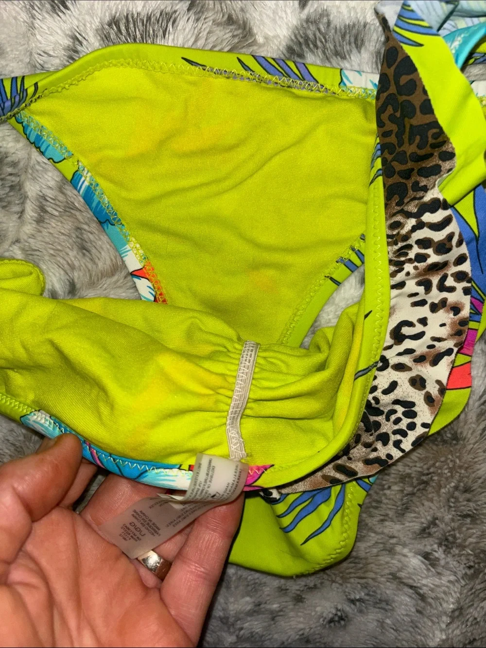 Raisins Neon‎ Lime Floral & Leopard Accent Bikini Bottom